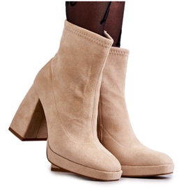 Botas Mujer Ante Tacón Alto Beige Claro Ramira