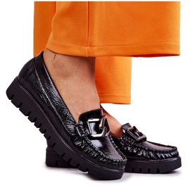 PL5 Mocasines De Mujer En Piel Sobre La Plataforma Black Venesia negro