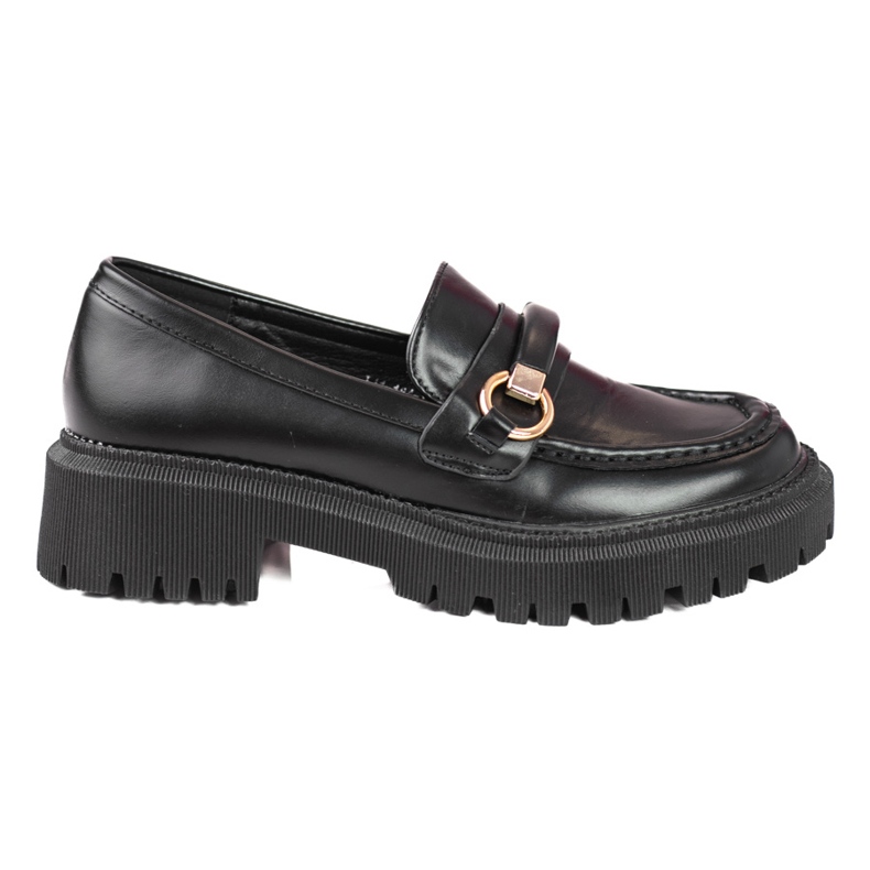 Mocasines de mujer Shelovet negros fabricados en piel ecológica