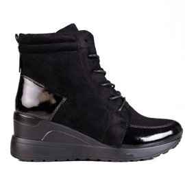 Vinceza Botas deportivas de mujer con cordones en la cuña Shelovet negro