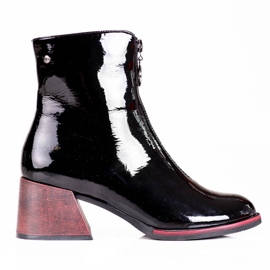 Botas de charol para mujer con elegante tacón Vinceza. negro