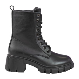 Botas clásicas negras de cordones Shelovet con tacones altos negro