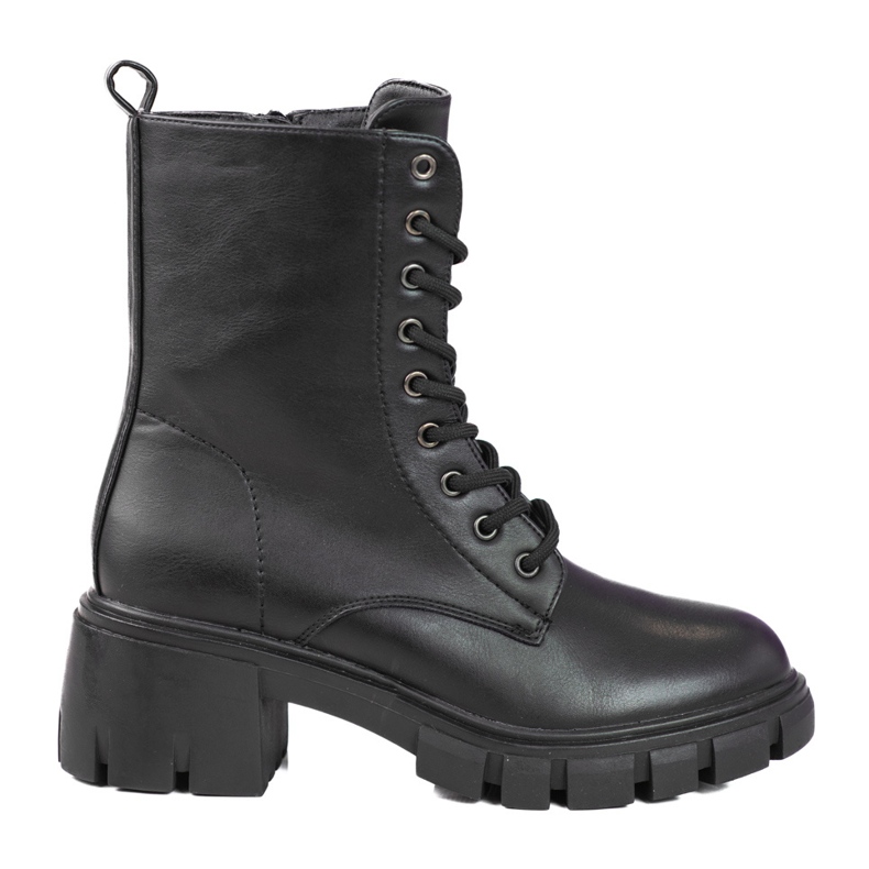 Botas clásicas negras de cordones Shelovet con tacones altos negro