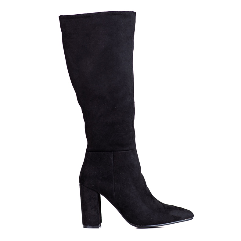 Botas de mujer clásicas negras al poste Shelovet fabricadas en ante ecológico negro
