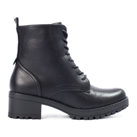 Botines negros clásicos con cordones para mujer