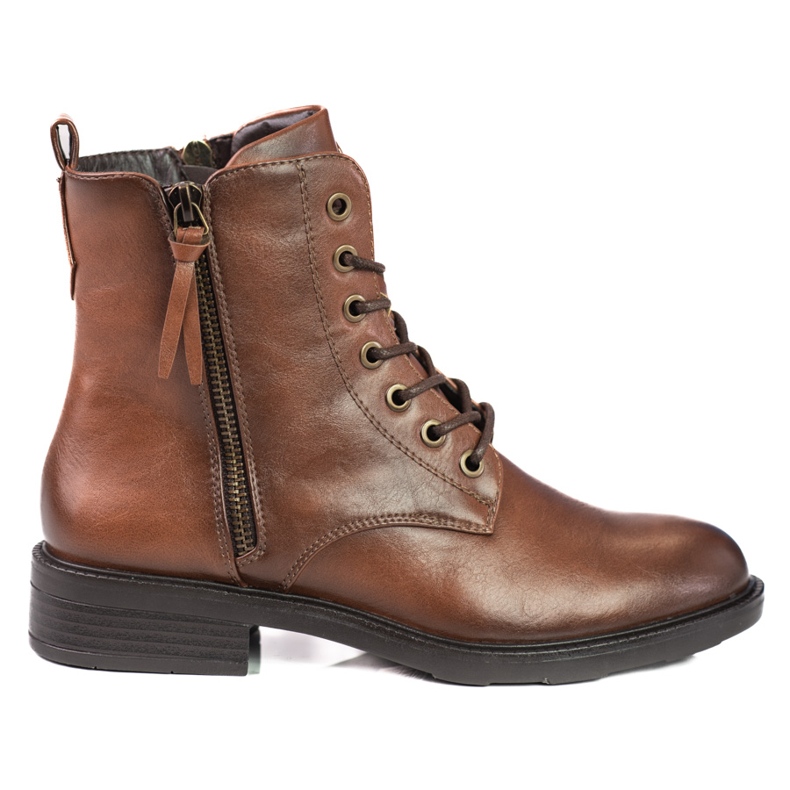 Botas de mujer con cordones y tacón plano Shelovet marrón Botas de mujer con cordones y tacón plano Shelovet marrón