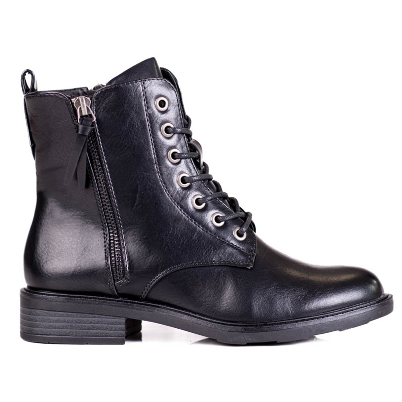Botas de mujer con cordones y tacón plano Shelovet negro Botas de mujer con cordones y tacón plano Shelovet negro