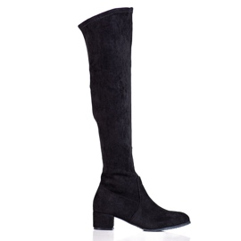 Botines de ante para mujer con poste bajo Shelovet negro Botines de ante para mujer con poste bajo Shelovet negro