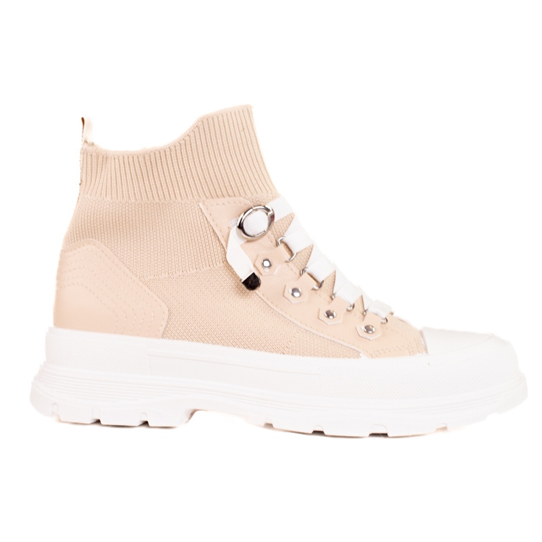 Zapatillas beige para mujer con parte superior Shelovet alta marrón