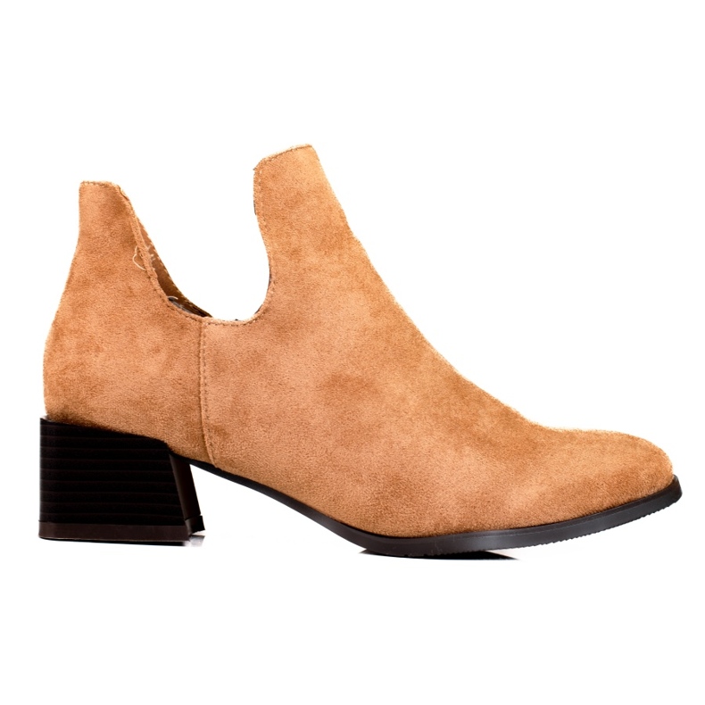 Botas beige de mujer con corte Daszyński marrón Botas beige de mujer con corte Daszyński marrón