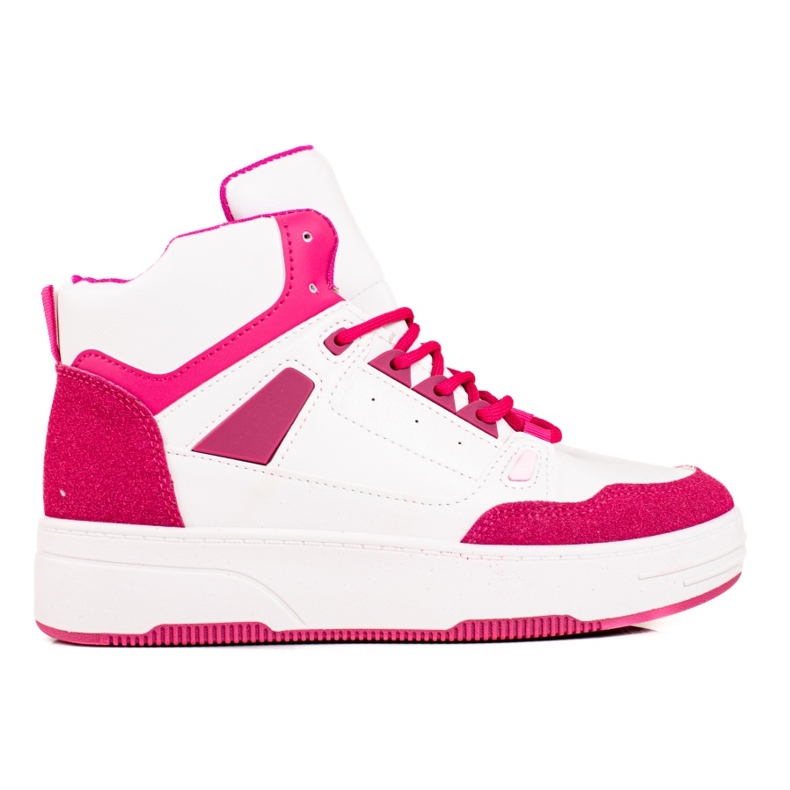 Deportivas altas de mujer Shelovet blancas y rosas blanco rosado