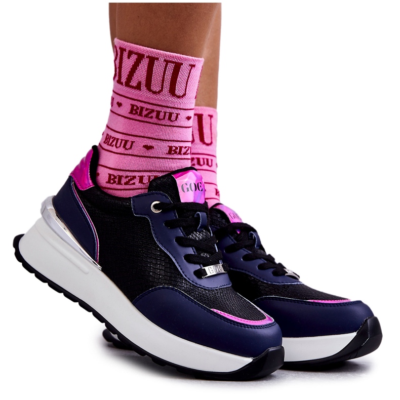 Deportivas Mujer Con Cuña GOE KK2N4081 Negro-Azul Marino