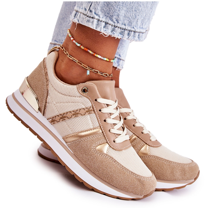 PG1 Deportivas Clásicas De Mujer Con Cordones Beige Elenes PG1 Deportivas Clásicas De Mujer Con Cordones Beige Elenes