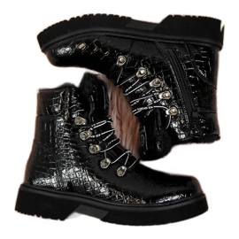Botines niña crochet negro lacado Miss❤E Botines niña crochet negro lacado Miss❤E