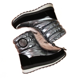 BM Botas de nieve para niña impermeables plateadas Miss negro plata