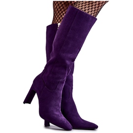 FG2 Botas De Mujer Con Tacón Hasta La Rodilla Violeta Truly Love púrpura