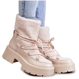 FS1 Botas De Nieve De Mujer Con Piel De Oveja Beige Sanna marrón