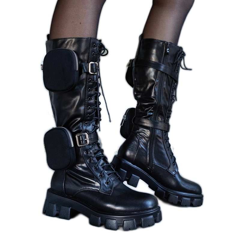 Botas altas negras con bolsita Peralta negro