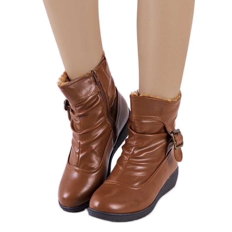 PA1 Botines cuña marrones con hebilla Slater marrón PA1 Botines cuña marrones con hebilla Slater marrón