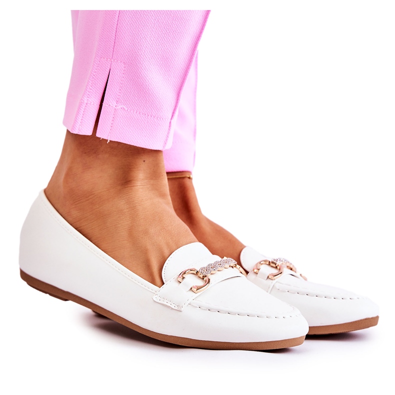 Mocasines Mujer Piel Con Adorno, Blanco Mocasines Mujer Piel Con Adorno, Blanco