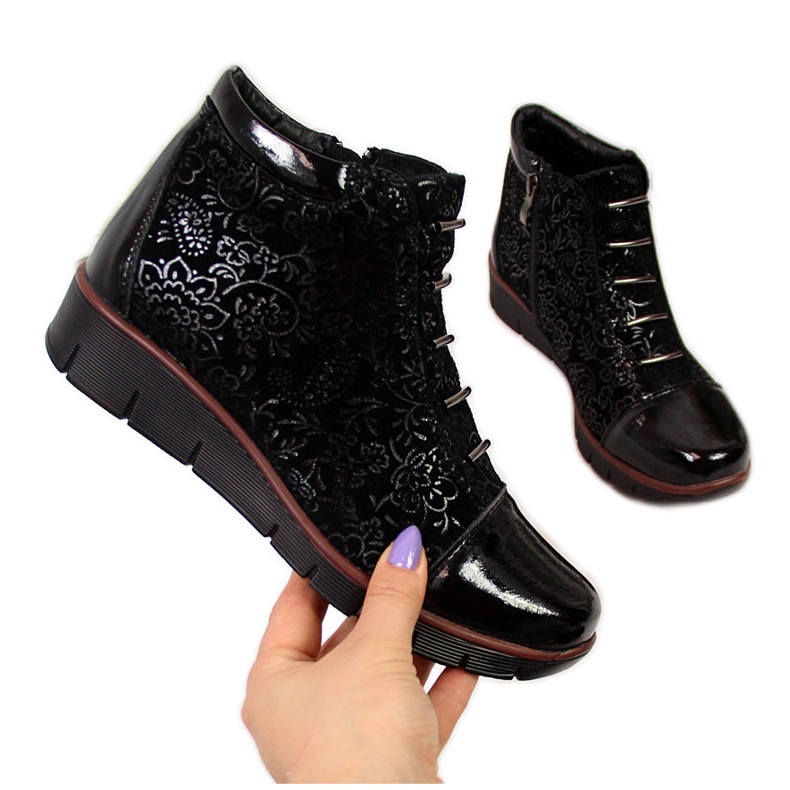 Botas insuladas de piel para mujer con estampado Filippo negro