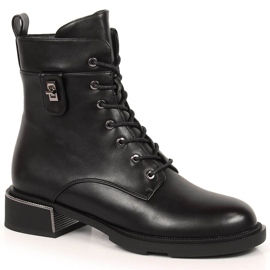 Botines Filippo negros con cordones y cremallera