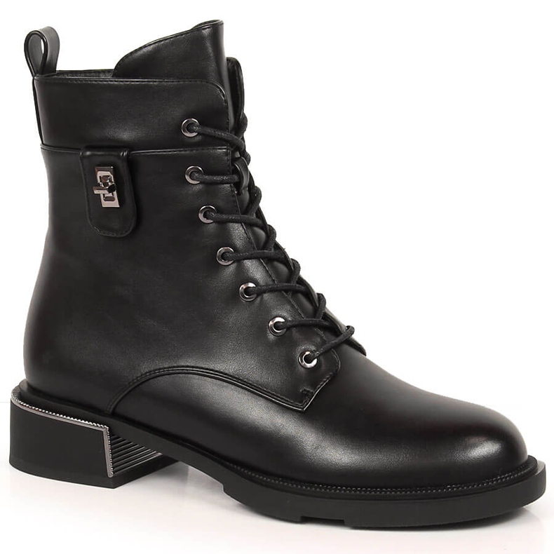 Botines Filippo negros con cordones y cremallera