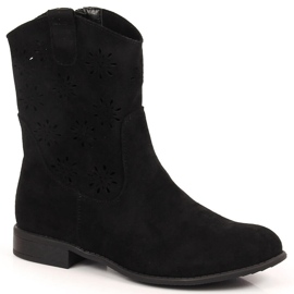 Botines cowboy mujer ante calados negros Jezzi JEZ368A
