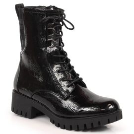 Botas trapper aisladas y lacadas en negro Jezzi JEZ369