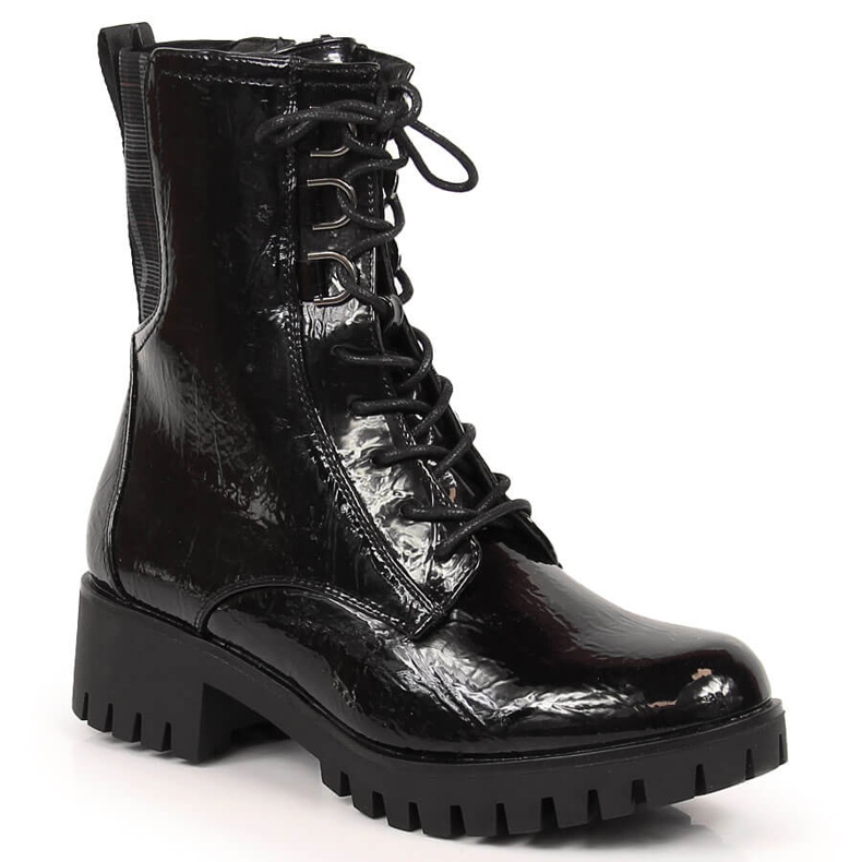 Botas trapper aisladas y lacadas en negro Jezzi JEZ369