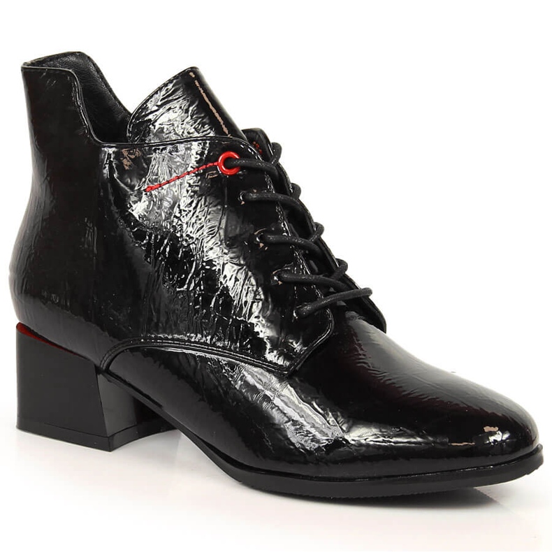 Botas de mujer lacadas Jezzi JEZ371 negras con aislamiento negro Botas de mujer lacadas Jezzi JEZ371 negras con aislamiento negro