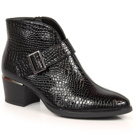 Botas lacadas para mujer insuladas cocodrilo negro Vinceza