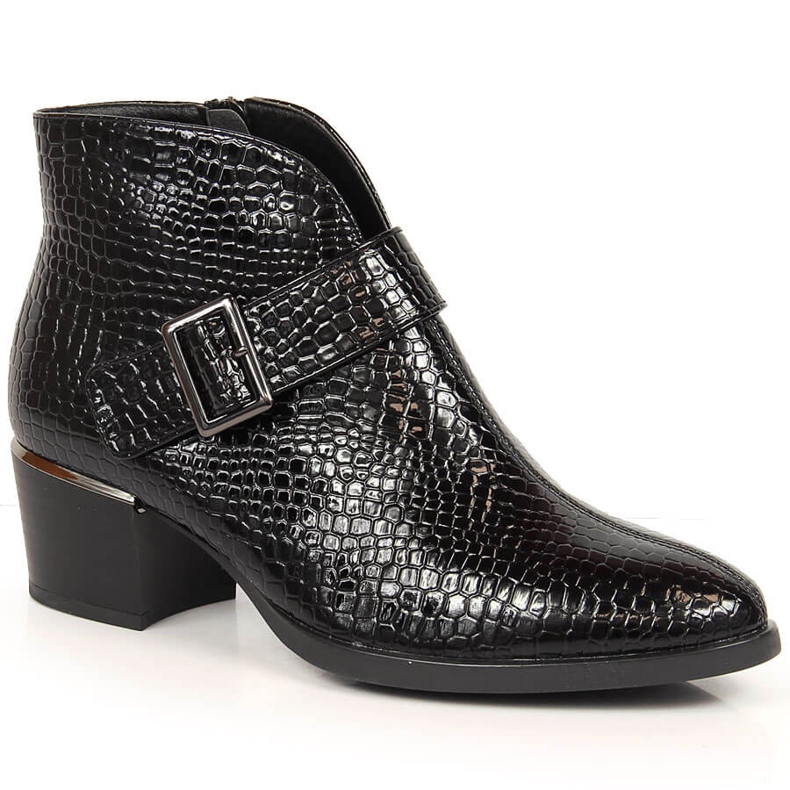 Botas lacadas para mujer insuladas cocodrilo negro Vinceza