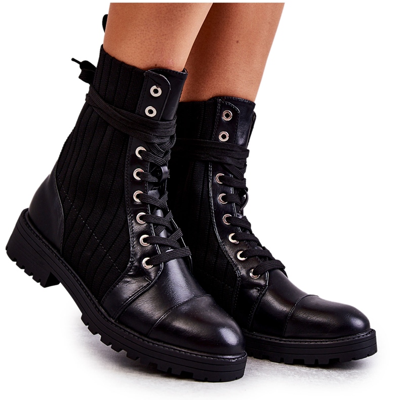 PG1 Botas De Mujer Con Calcetín Atado Negro Livaro