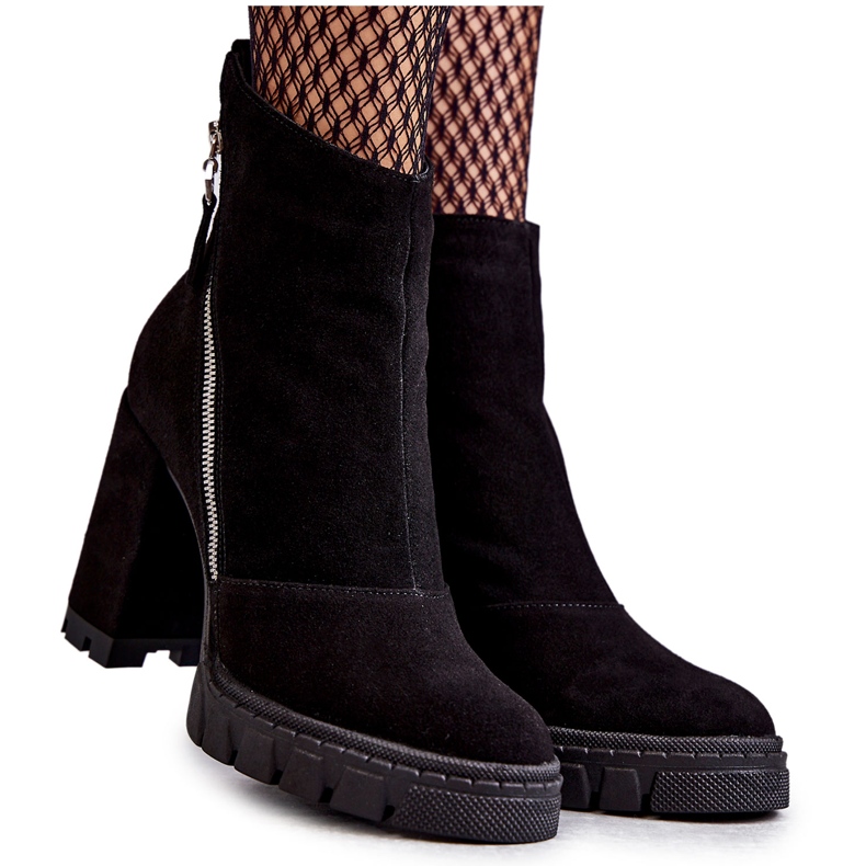 Botas De Ante De Moda En Tacón Alto Laura Messi 2509 Negro