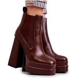 Botas De Mujer De Ecopiel Con Tacón Masivo Marrón Jones