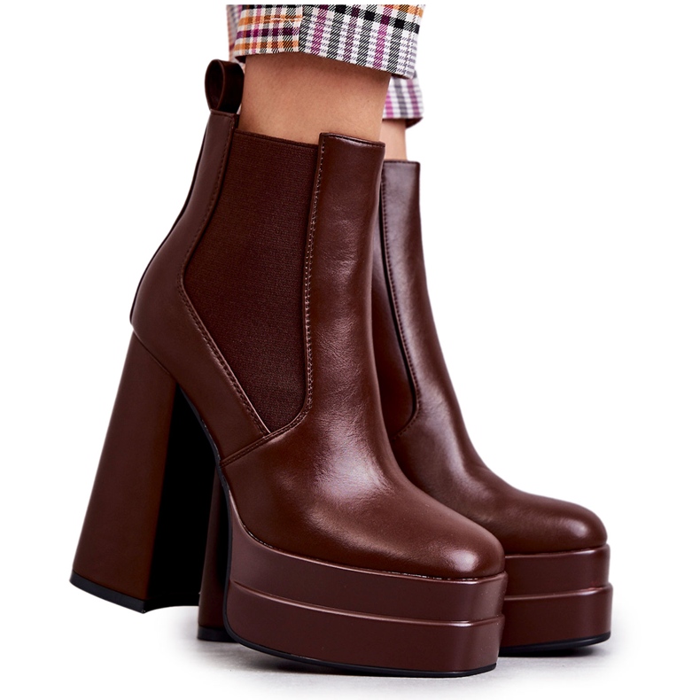 Botas De Mujer De Ecopiel Con Tacón Masivo Marrón Jones