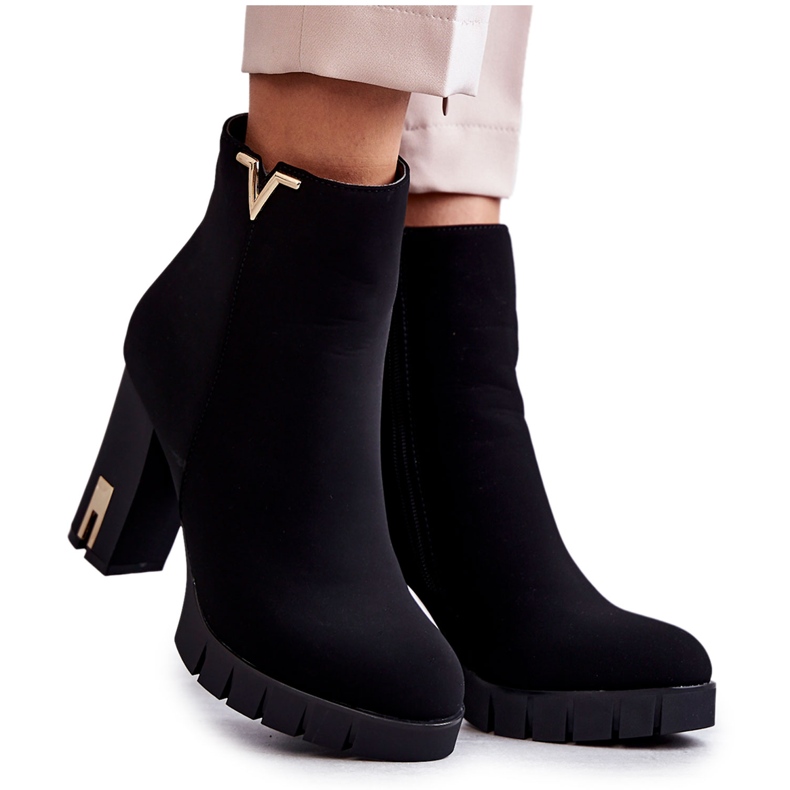 FB2 Botas De Mujer De Tacón Alto Con Adorno De Teruko Negro
