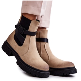 FE1 Botas Calientes de Mujer Botas Jodhpur Con cinturón Beige Jose