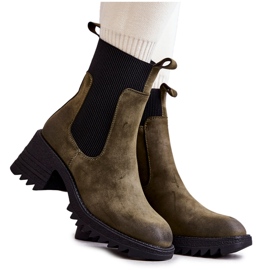 Botas De Mujer Cálidas Verdes Con Tacón Abella