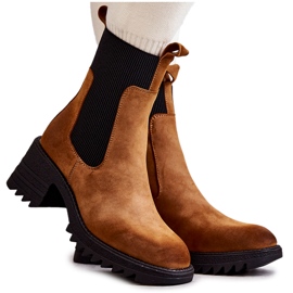 FE1 Botas Calientes De Mujer Con Tacón Alto Camel Abella marrón