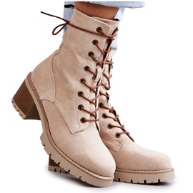 FE1 Botas Calientes De Mujer Con Tacones Altos Beige Julieta