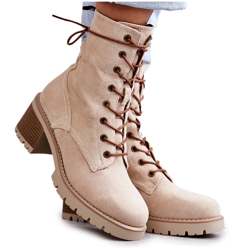 FE1 Botas Calientes De Mujer Con Tacones Altos Beige Julieta