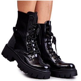 FS1 Botas Laborales Lacadas De Mujer Con Calcetín Negro Abigail