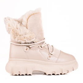 Botas de nieve de mujer beige con pelo Shelovet