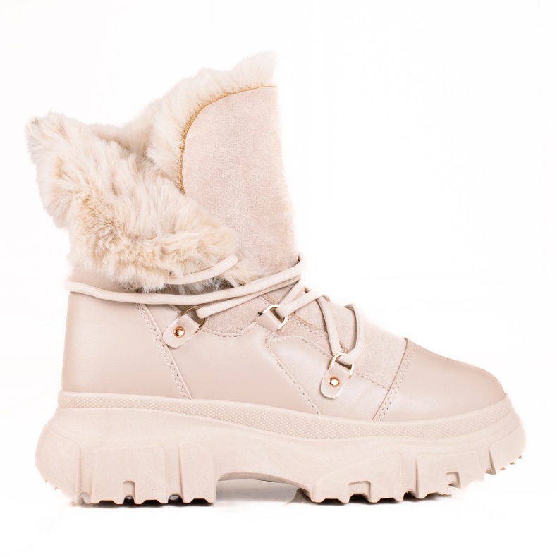 Botas de nieve de mujer beige con pelo Shelovet Botas de nieve de mujer beige con pelo Shelovet