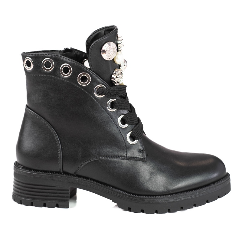 Botas de mujer con cordones y adornos Shelovet negro