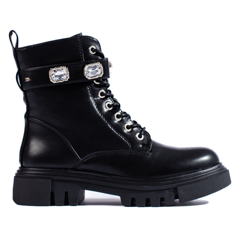 Botines de mujer negros con cristales. Botines de mujer negros con cristales.