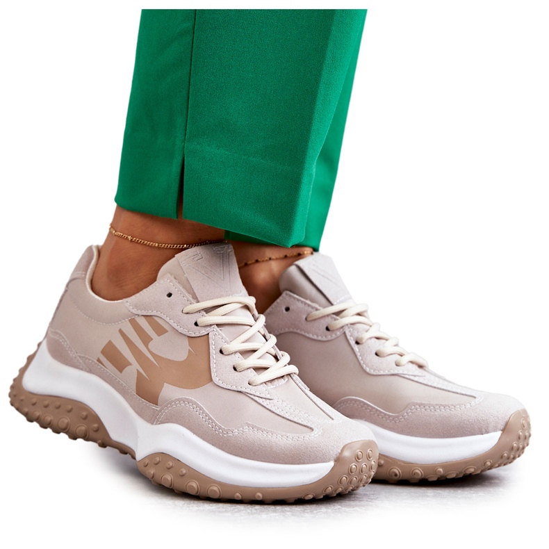 Vinceza Zapatos deportivos con cordones de mujer beige marrón