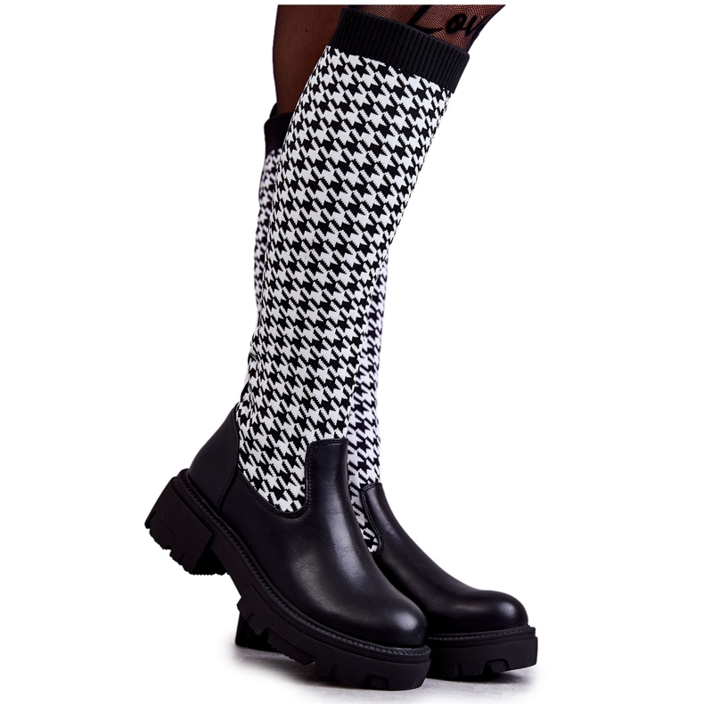 Botas Calcetín Mujer Negro-Blanco Avira